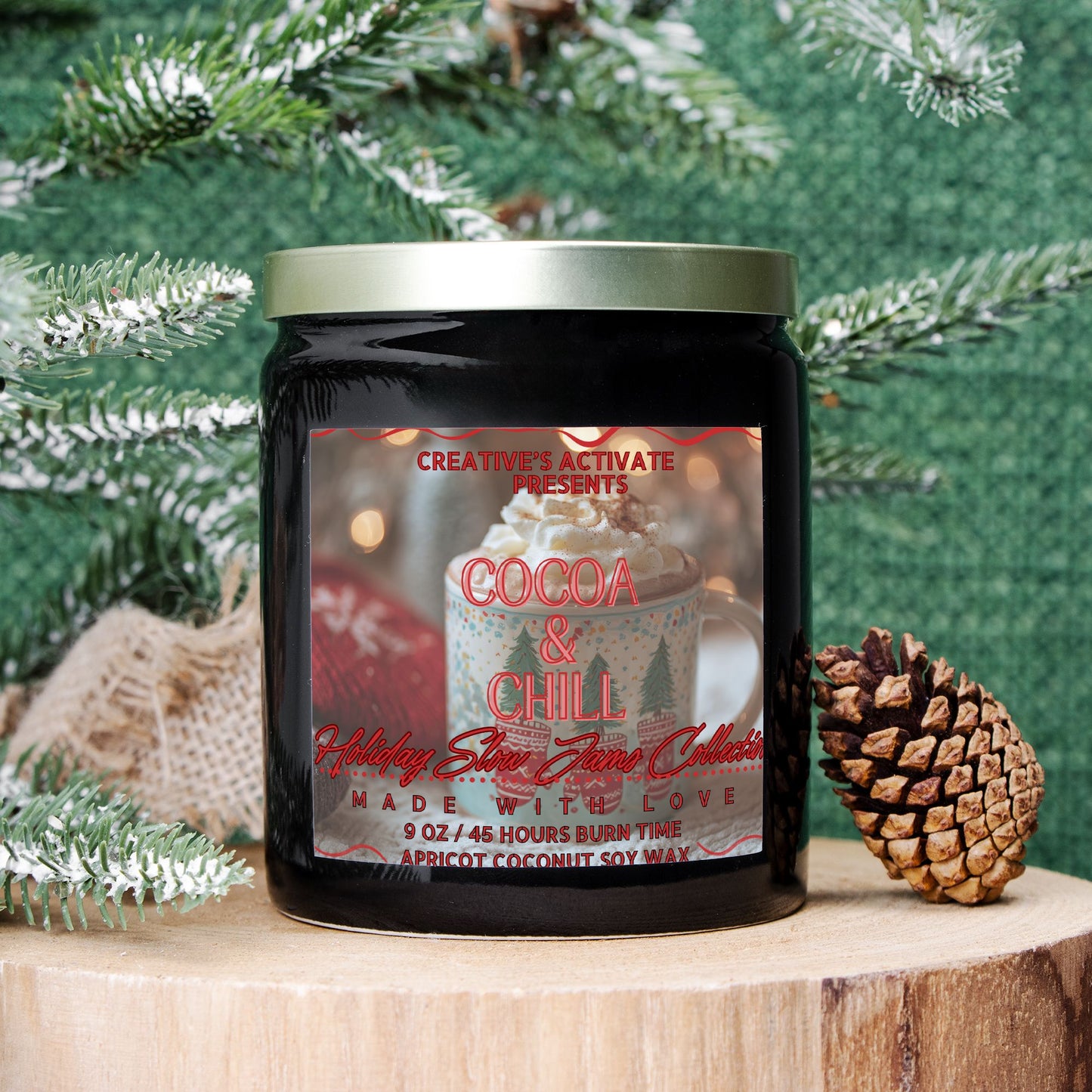 Cocoa & Chill Ceramic Candle 8oz (Black)